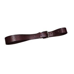 Fossil Reddish Brown Genuine Leather Belt W/ Rhinestone Buckle Medium 34‎